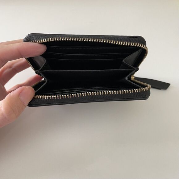 Nine West Astoria Zip Up Card Holder Case Black Leather Wallet Small Minimalist - Picture 4 of 7
